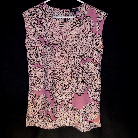 The Limited Tops - The Limited Pink Purple Paisley Sleeveless High-Low Shell Blouse Top Small NWT